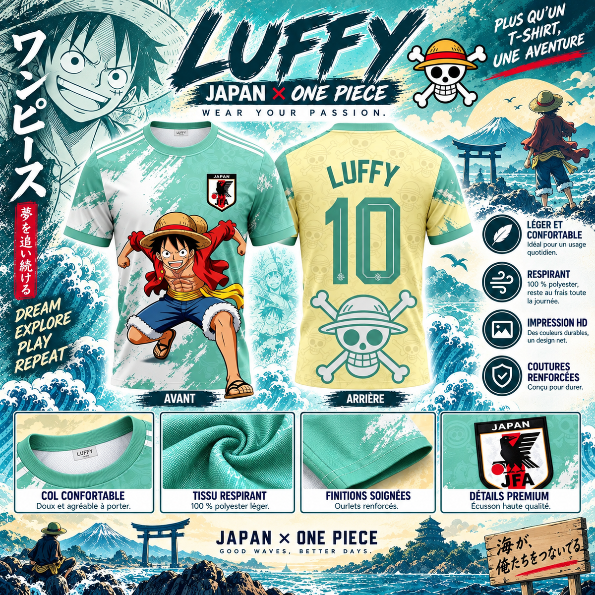 🏴‍☠️ Luffy Turquoise – Japan Edition 🇯🇵