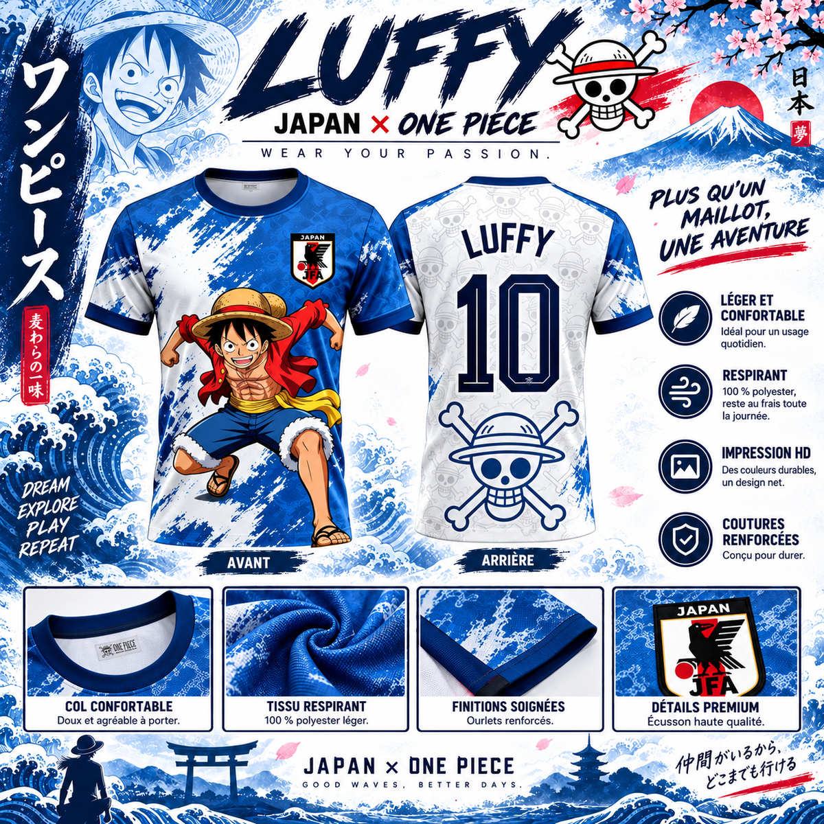 🏴‍☠️ Luffy Bleu – Japan Edition 🇯🇵