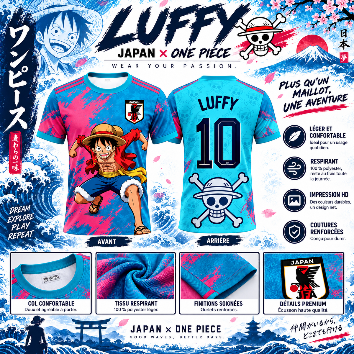 🏴‍☠️ Luffy Bleu Rose – Japan Edition 🇯🇵